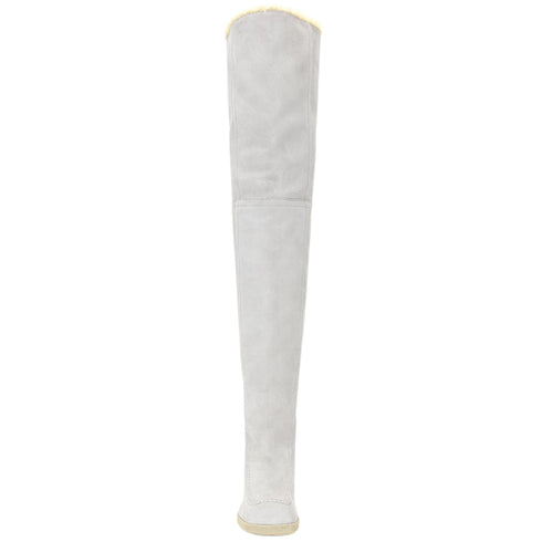 BURBERRY 8074716 Burberry Thigh High Roberta Boots FOAM/BUTTER (Light Grey) THIGH HIGH BOOTS WOMENS UK 3